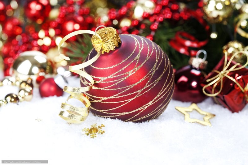 Christmas ornaments in snow