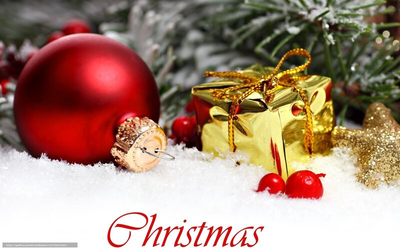 Christmas ornaments in snow