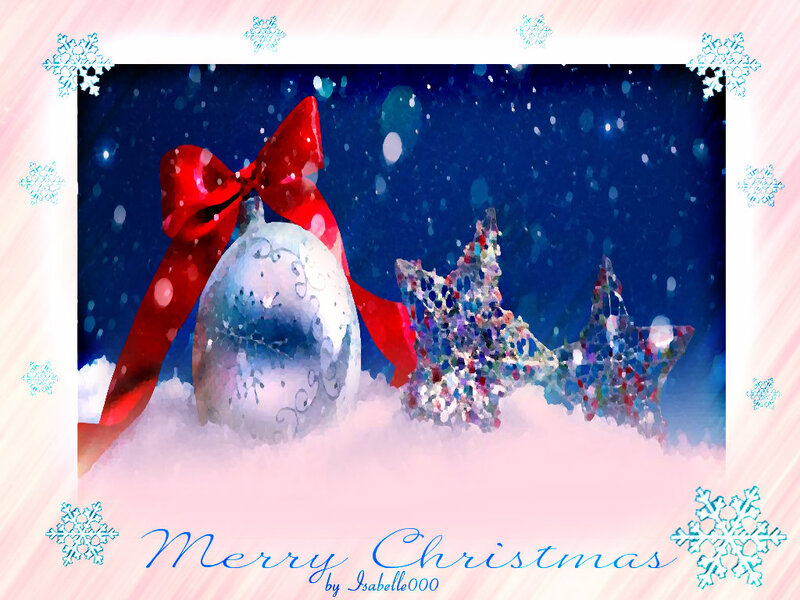 Christmas Ornaments in Snow — Blue, Festive, Winter, Digital Art