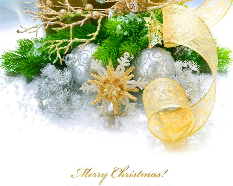 Christmas Ornaments in Snow — Green, Festive, Winter