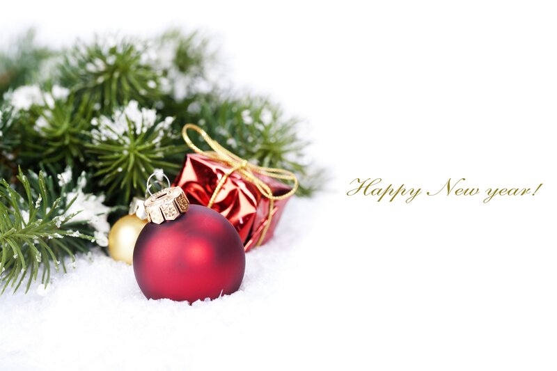 Christmas Ornaments in Snow — Red, Festive, Winter