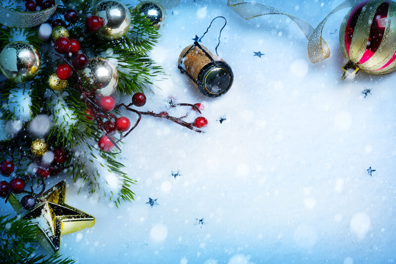 Christmas Ornaments in Snow — White, Festive