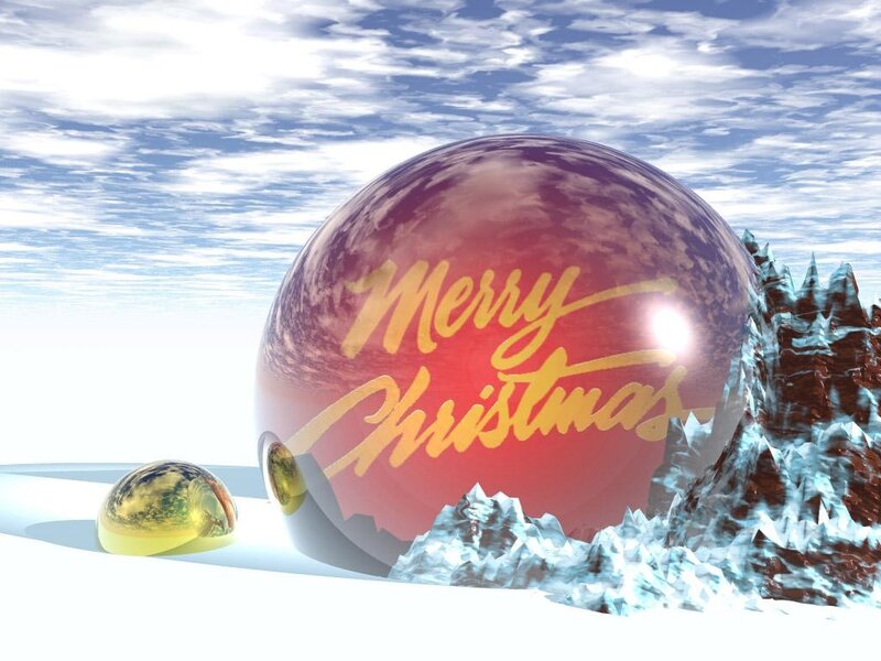 Christmas Ornaments in Snow — White