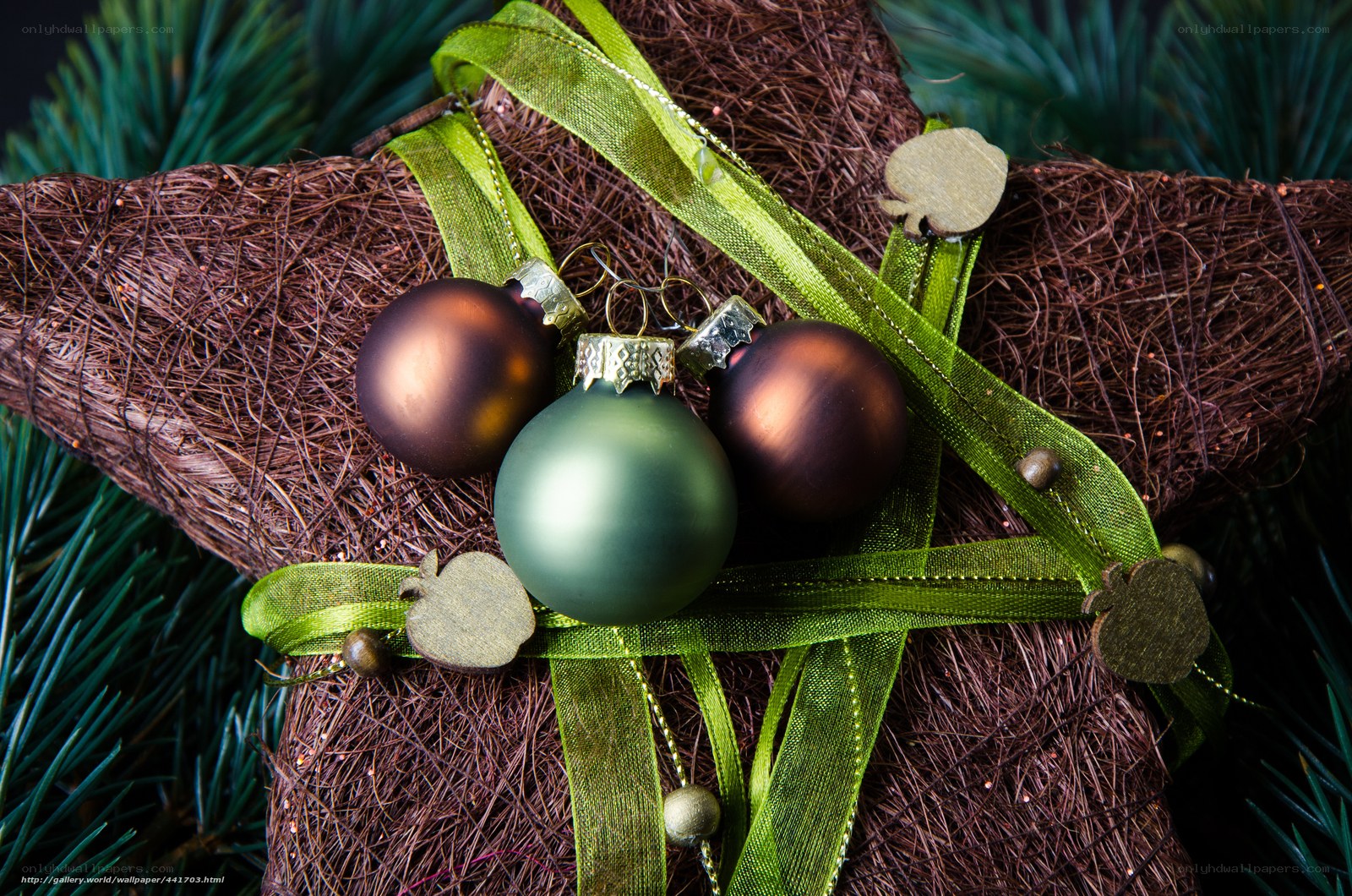 Christmas ornaments on a star
