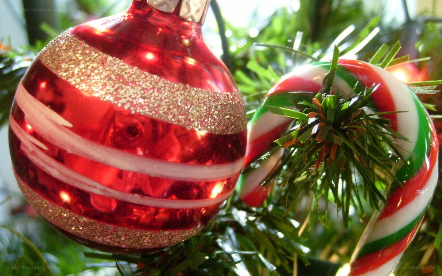 Christmas ornaments on a tree