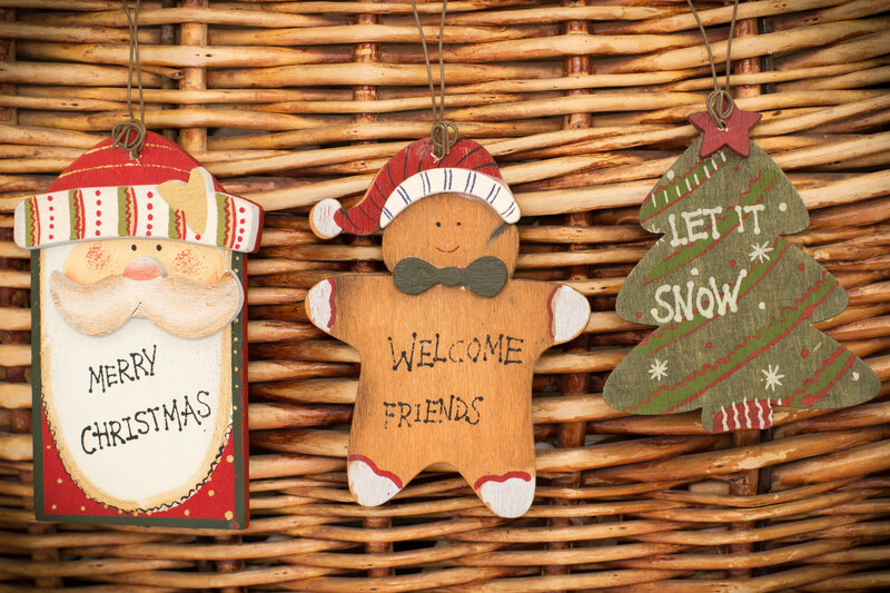 Christmas Ornaments on Basket