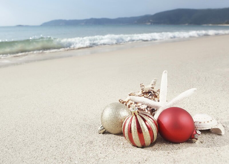 Christmas Ornaments on Beach
