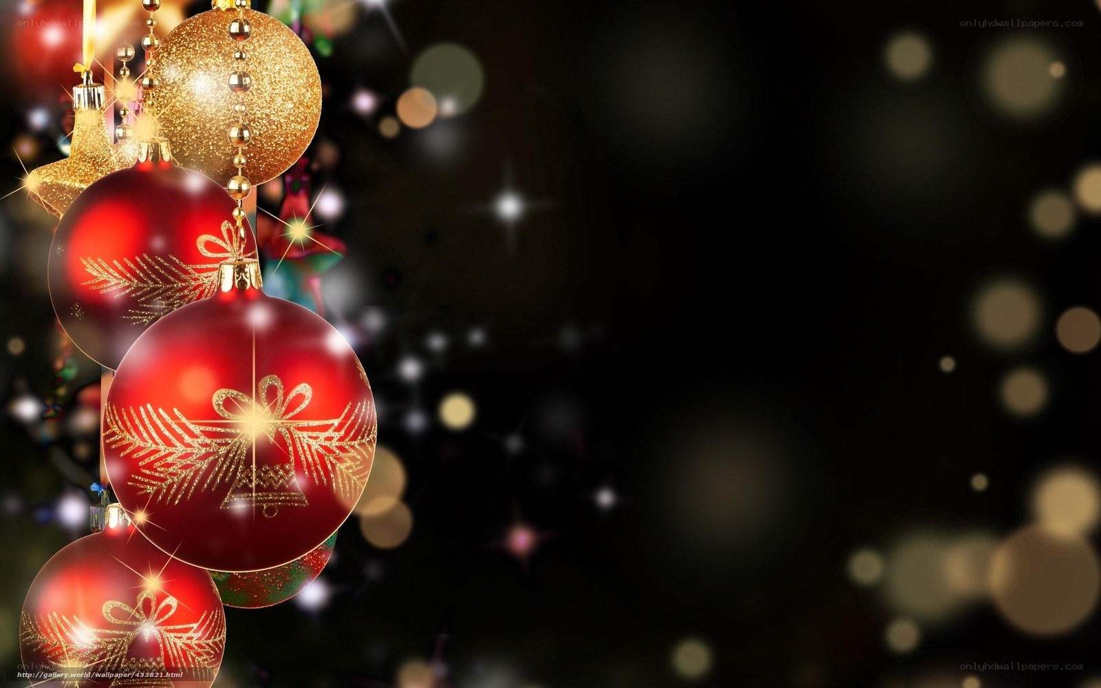 Christmas ornaments on black