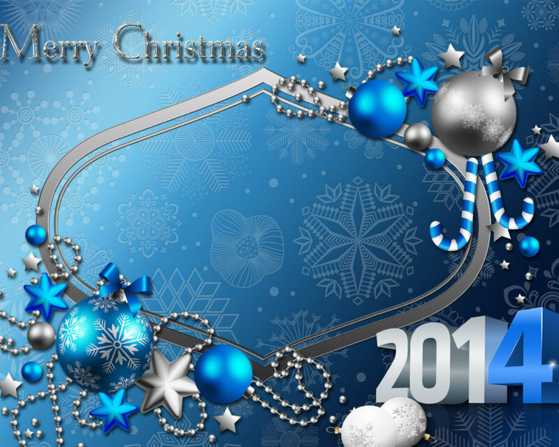 Christmas Ornaments on Blue Background — Festive