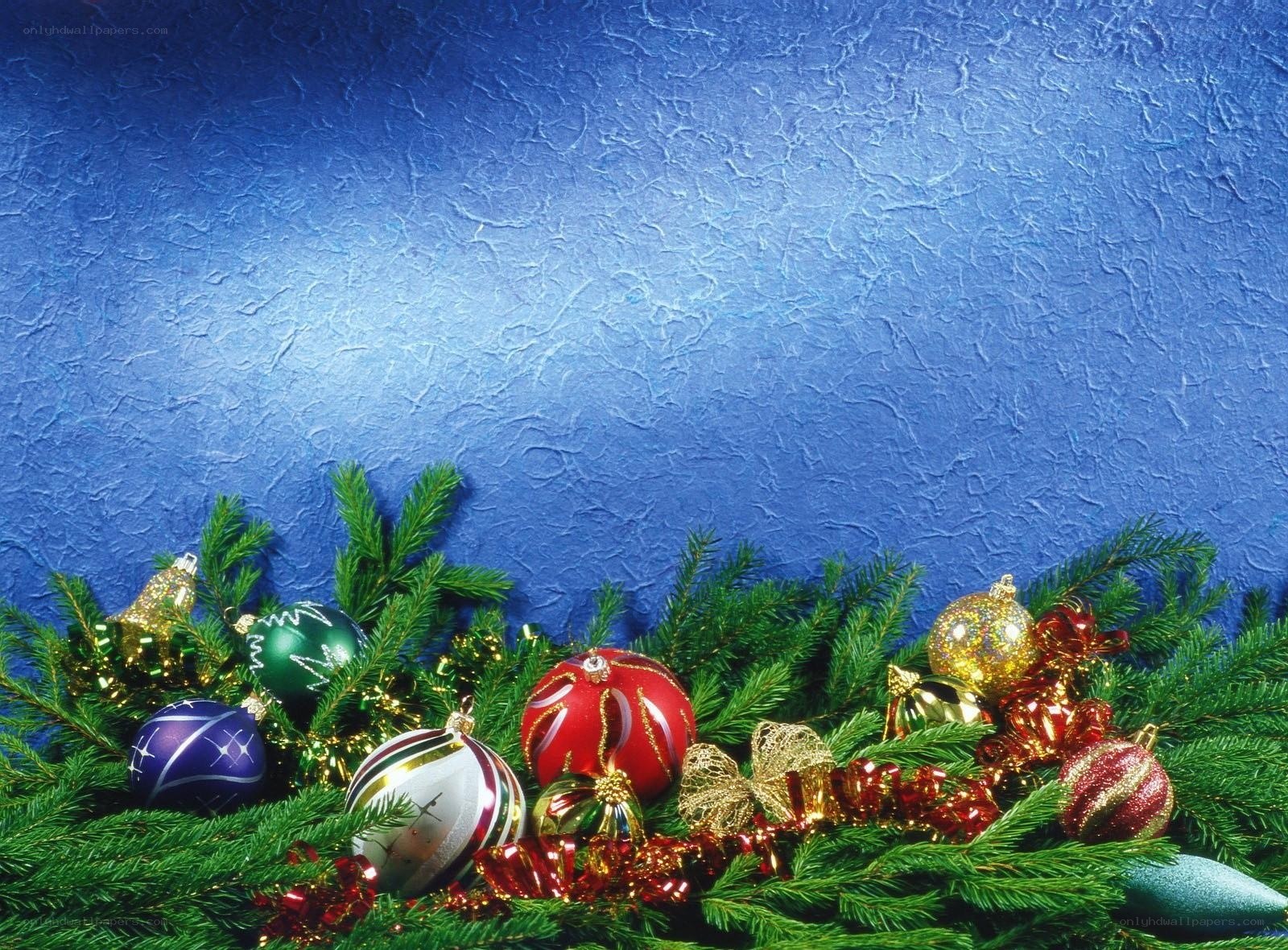 Christmas ornaments on blue background