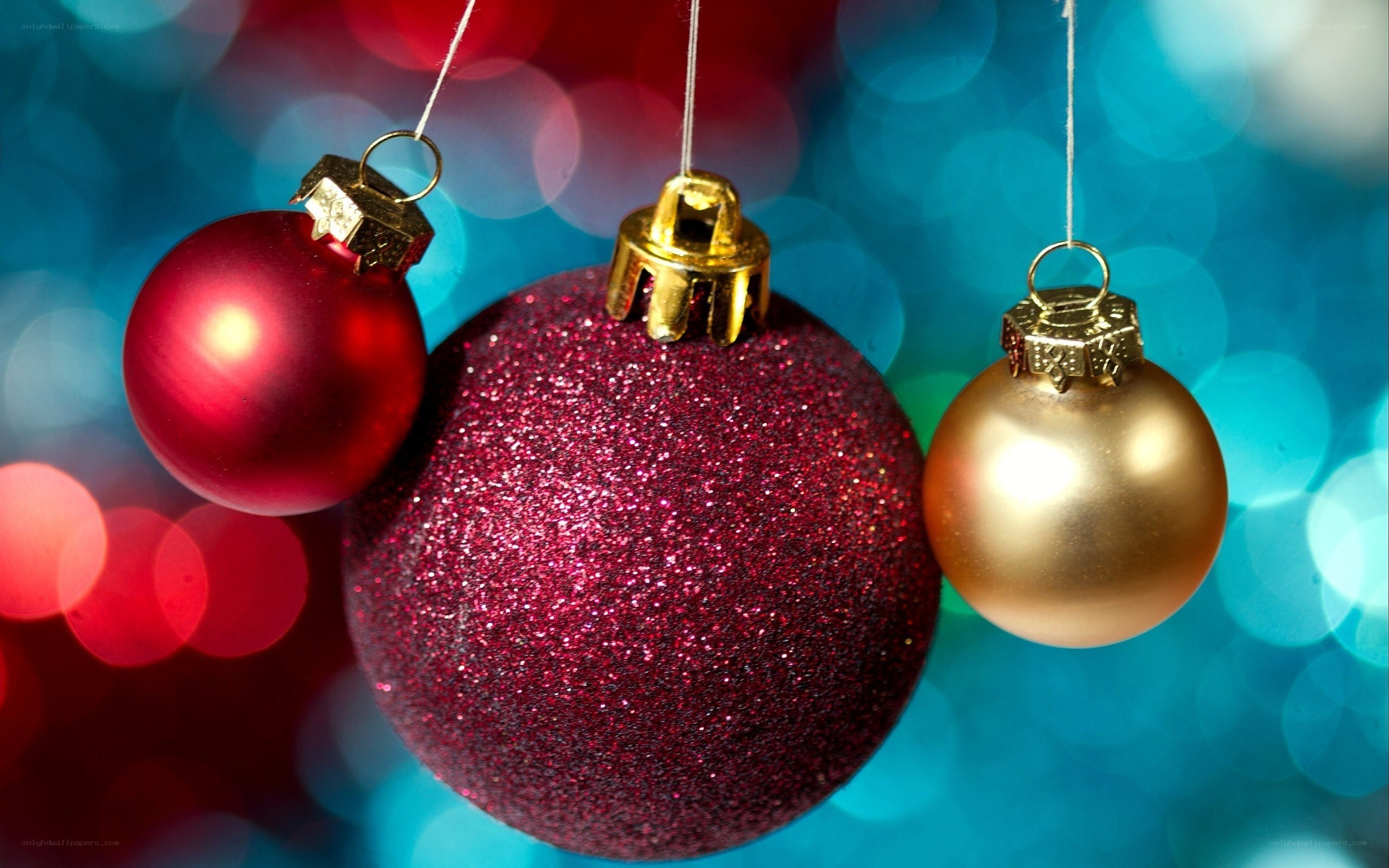 Christmas ornaments on bokeh background