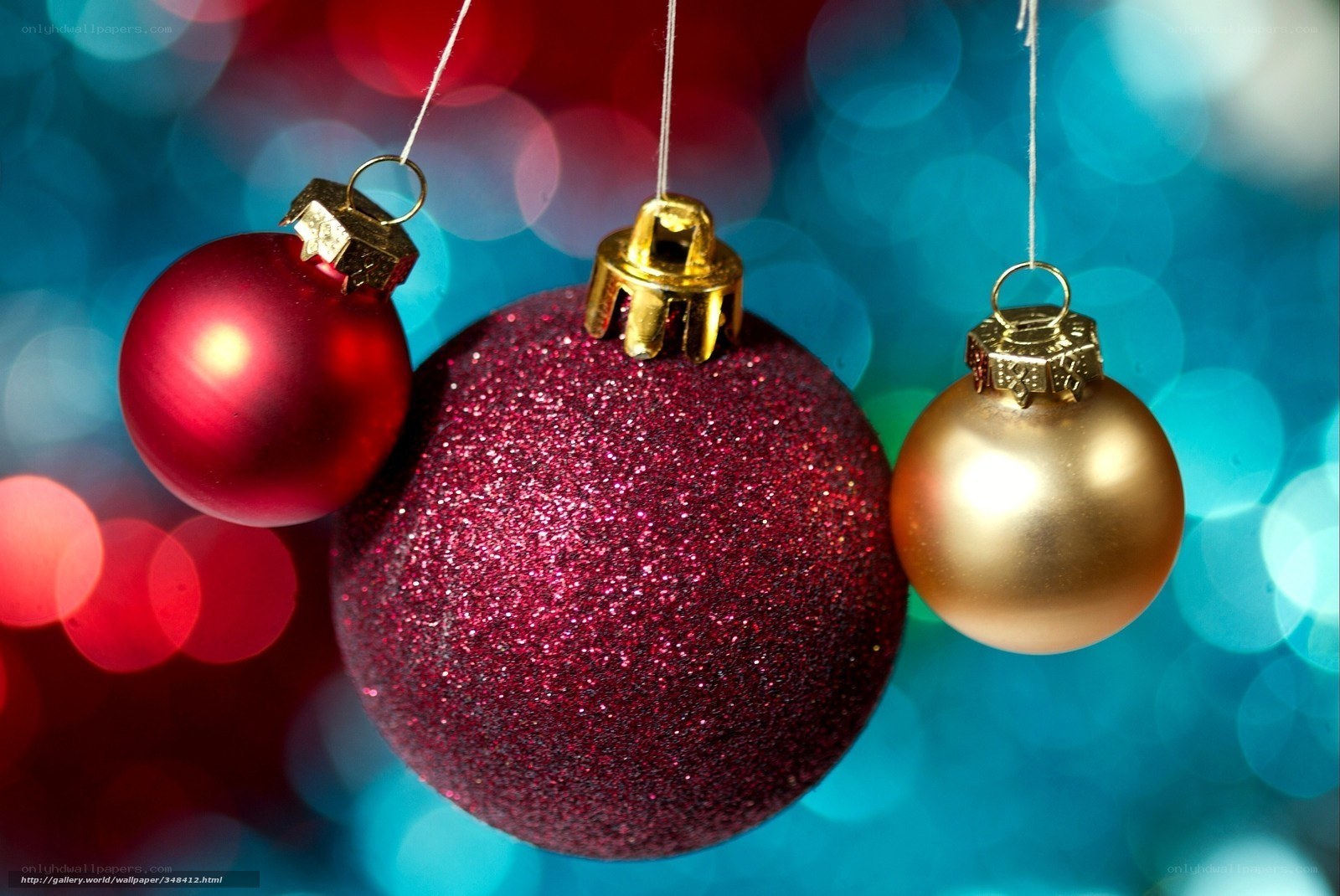 Christmas ornaments on bokeh background