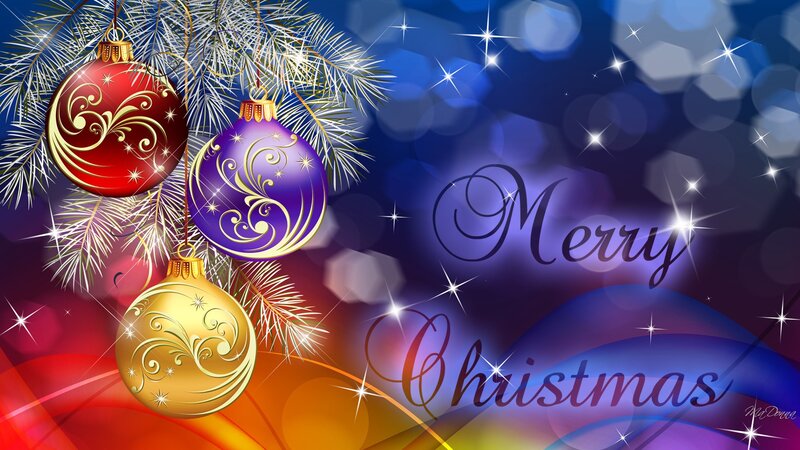 Christmas Ornaments on Branch — Blue, Festive, Night