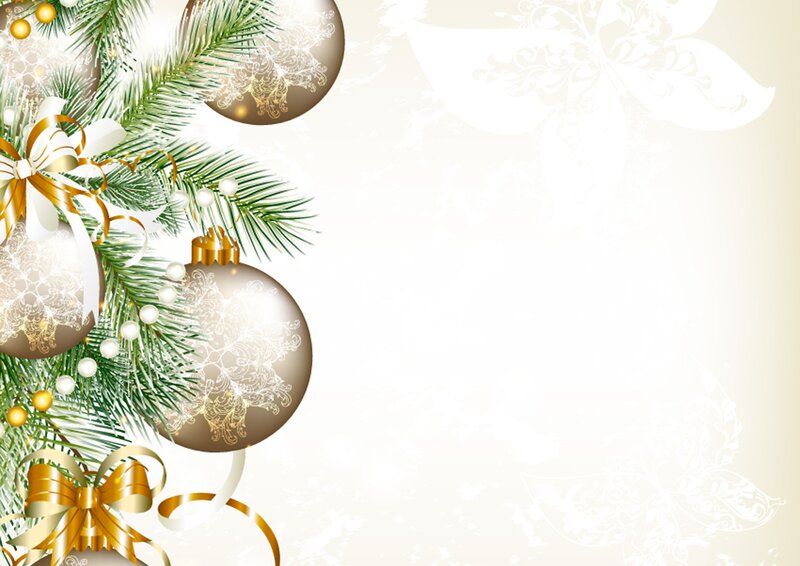 Christmas Ornaments on Branch — Gold, Festive