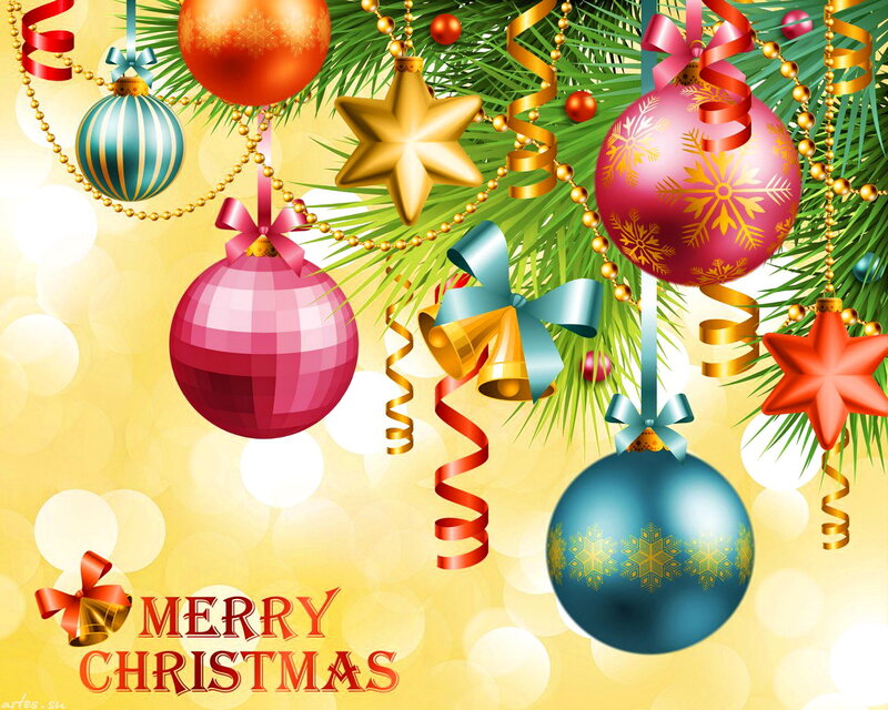 Christmas Ornaments on Branch — Gold, Festive, Winter