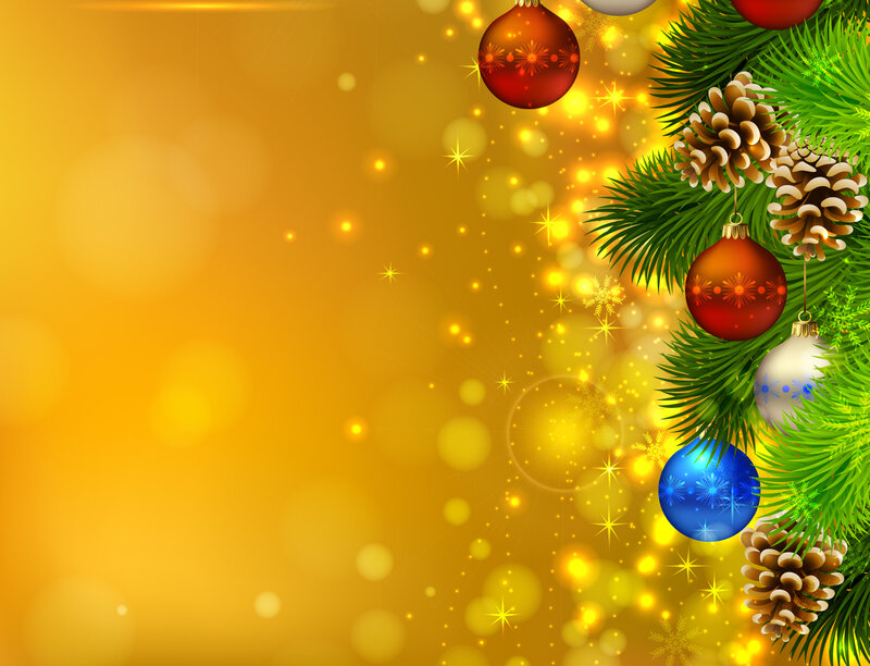 Christmas Ornaments on Branch — Gold