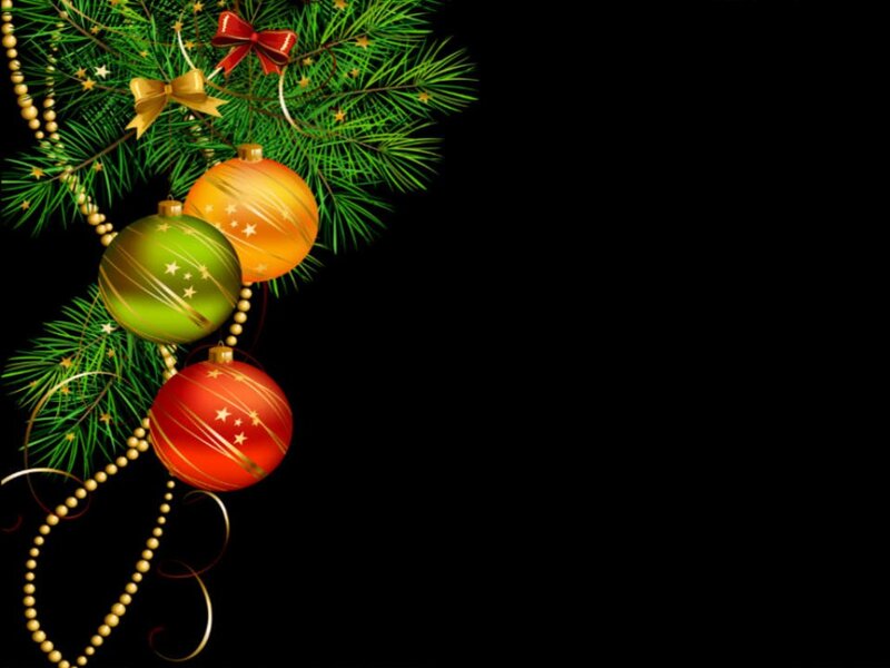 Christmas Ornaments on Branch — Green, Festive