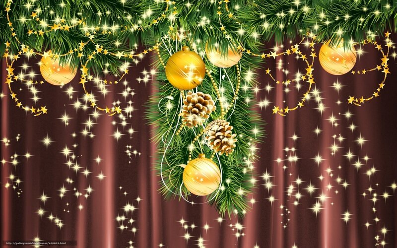 Christmas Ornaments on Branch — Green, Festive, Winter, Digital Art, Pine Cones, Garland