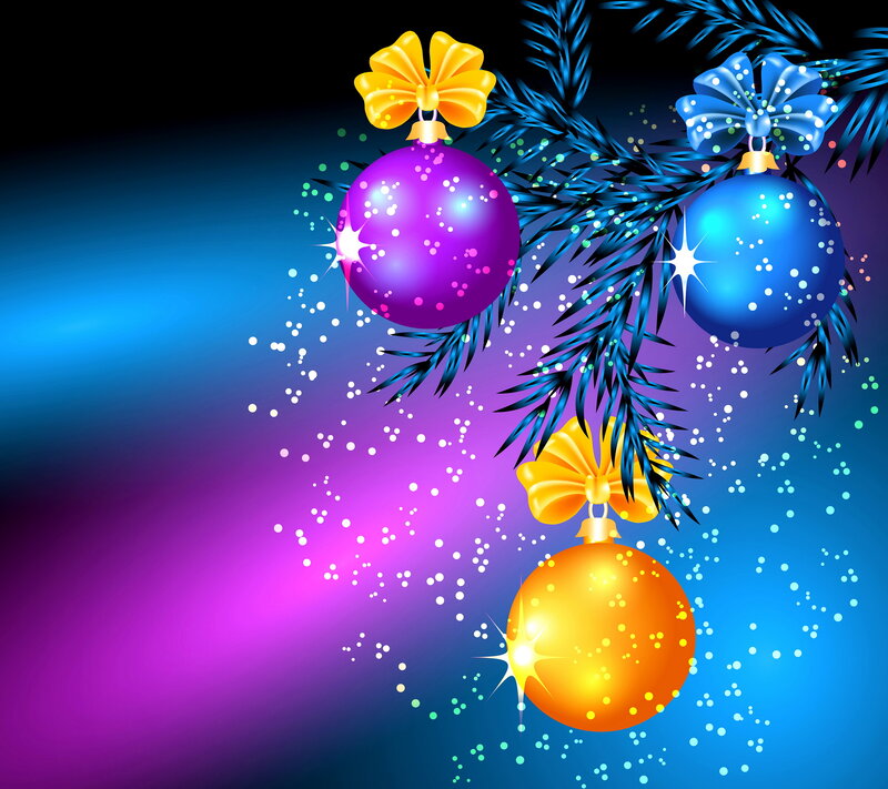 Christmas Ornaments on Branch — Purple