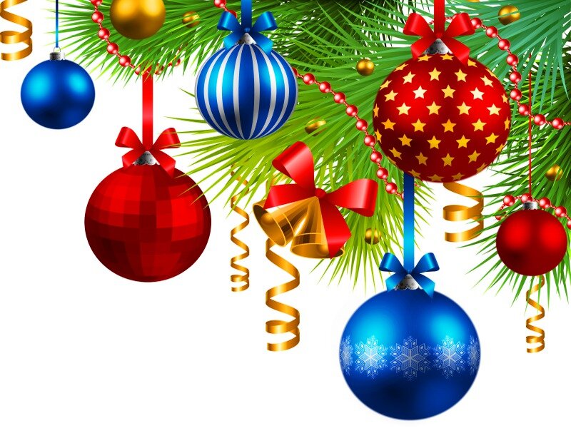 Christmas Ornaments on Branch — Red