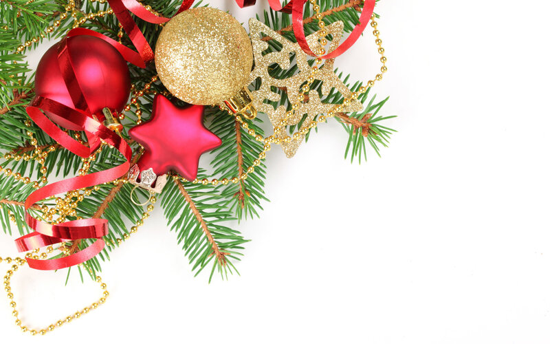 Christmas Ornaments on Branch