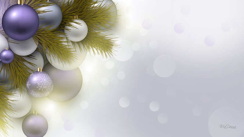 Christmas Ornaments on Branch — White