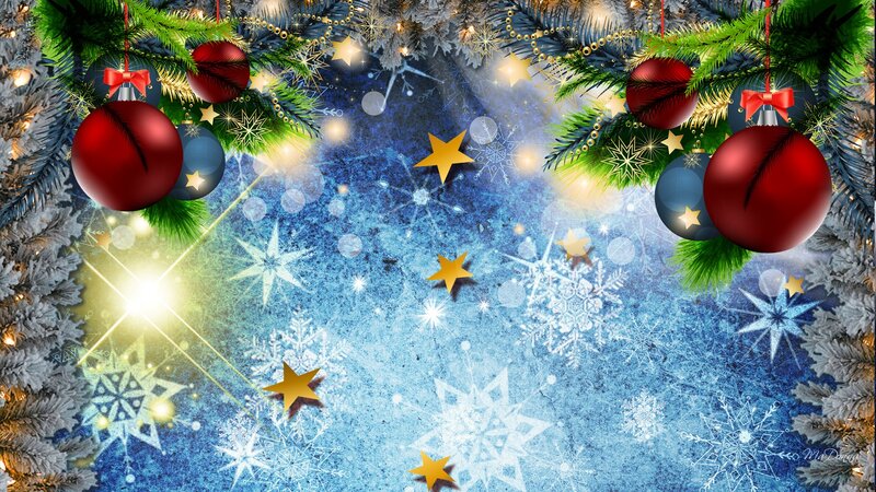 Christmas Ornaments on Branches — Blue