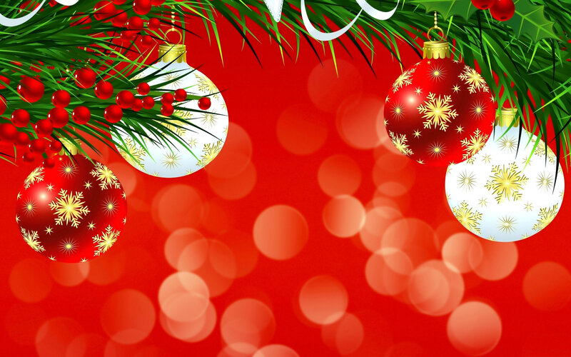 Christmas Ornaments on Branches — Red