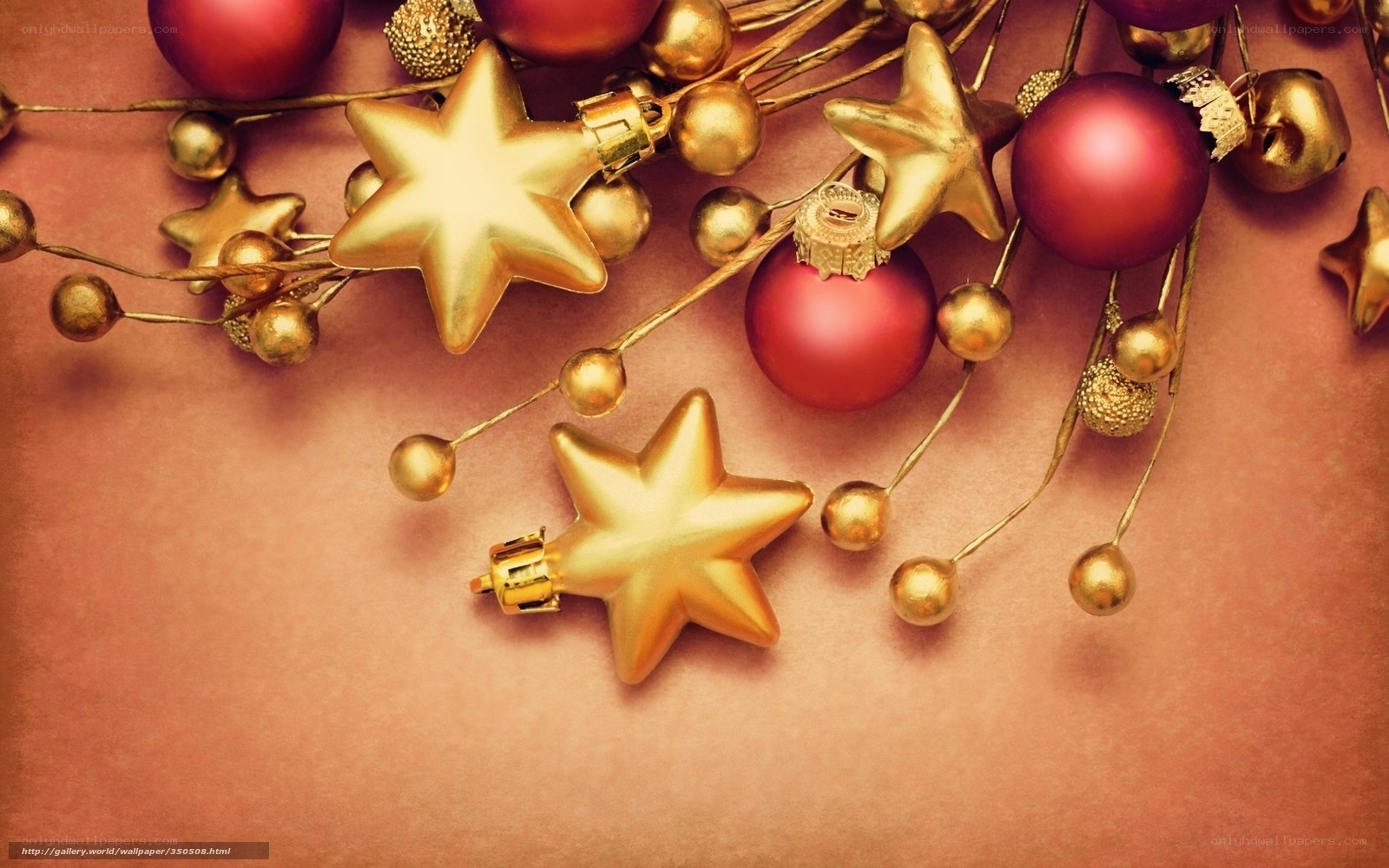Christmas ornaments on brown background