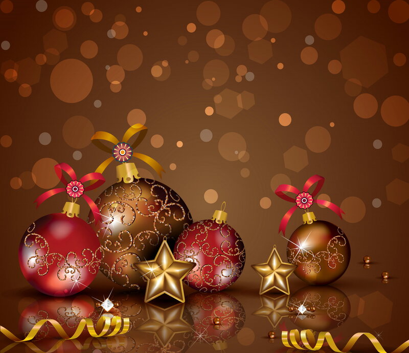 Christmas Ornaments on Brown — Festive