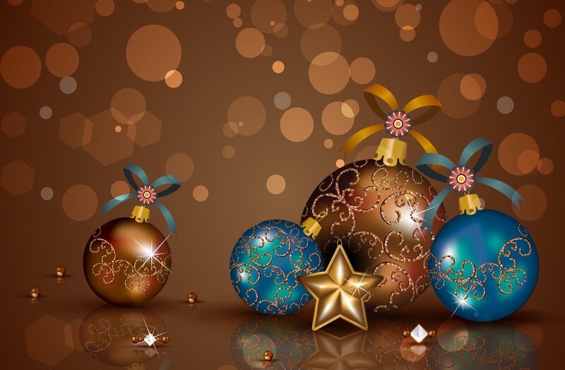 Christmas Ornaments on Brown