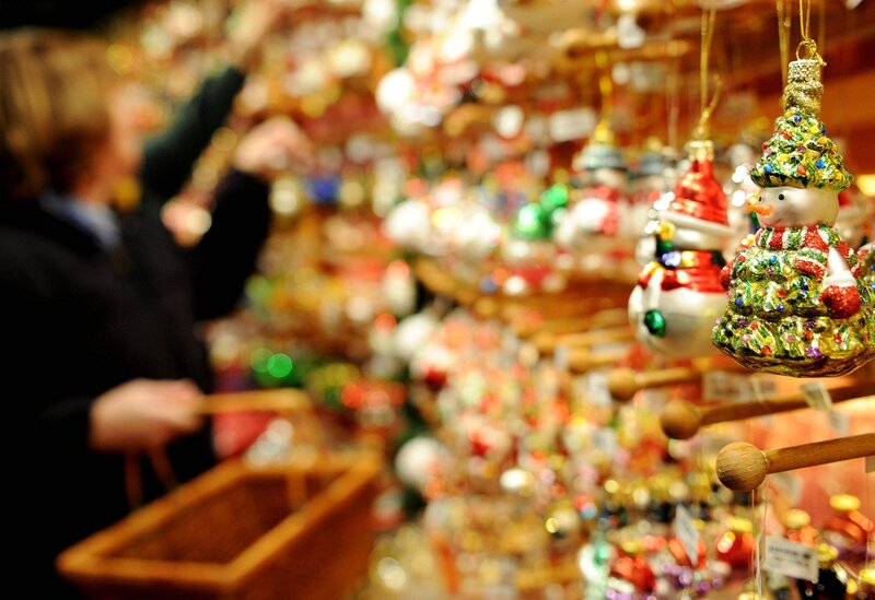 Christmas Ornaments on Display — Green