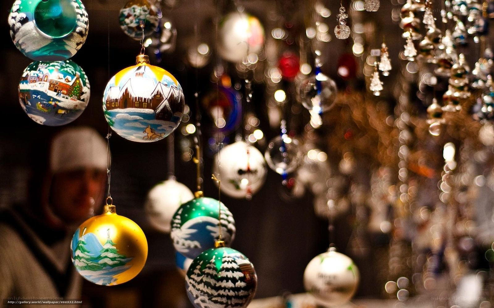 Christmas ornaments on display
