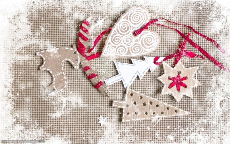Christmas Ornaments on Fabric — Brown