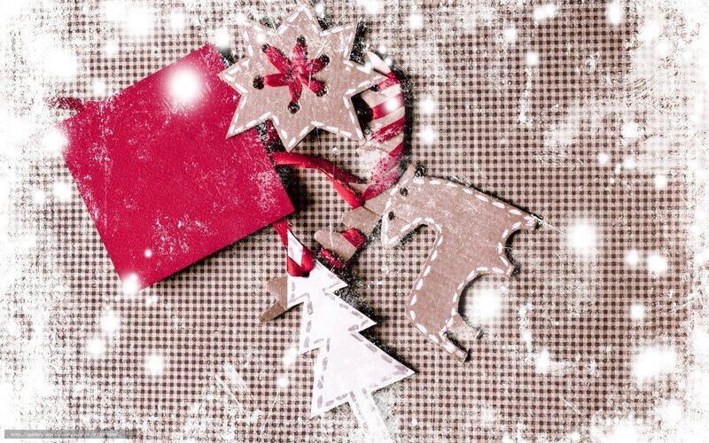 Christmas Ornaments on Fabric — Red