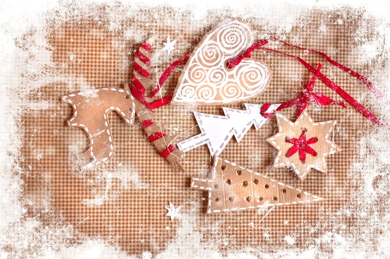 Christmas Ornaments on Fabric