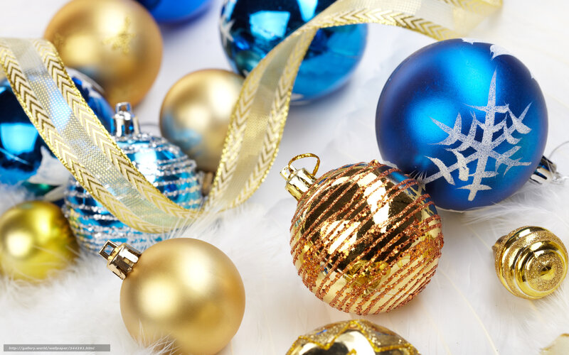 Christmas Ornaments on Feathers — Blue