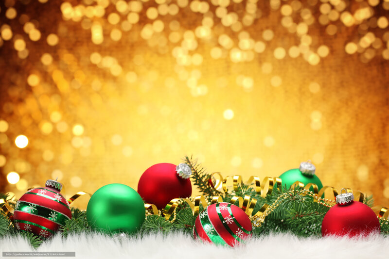 Christmas Ornaments on Fur — Gold, Festive