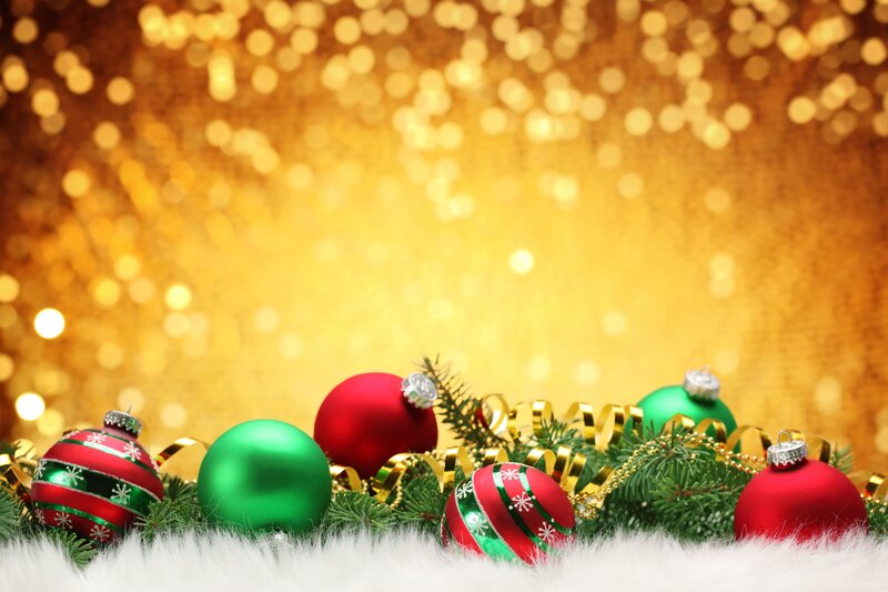 Christmas Ornaments on Fur — Gold