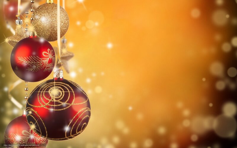 Christmas ornaments on gold background