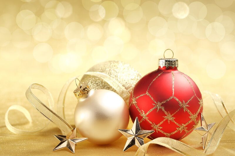 Christmas Ornaments on Gold — Festive