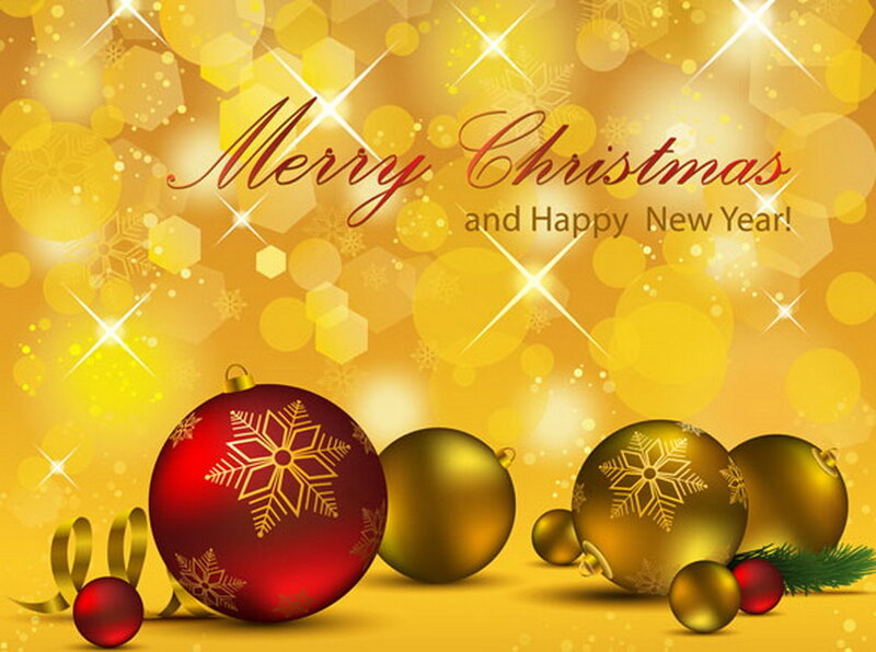 Christmas Ornaments on Gold