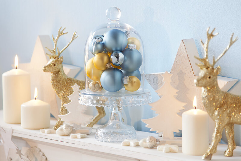 Christmas Ornaments on Mantel