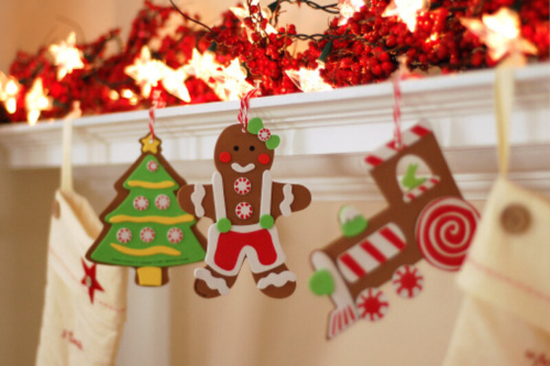 Christmas Ornaments on Mantle