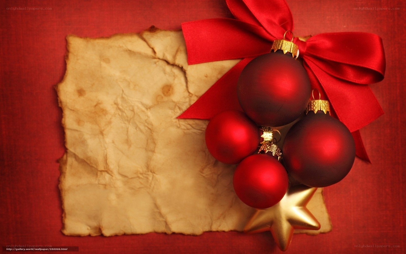 Christmas ornaments on old paper