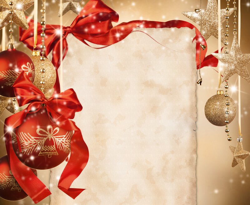 Christmas Ornaments on Paper — Red, Festive