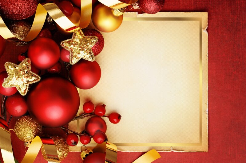 Christmas Ornaments on Paper — Red, Festive, Winter