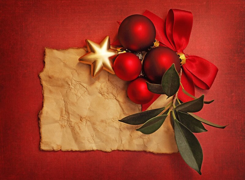 Christmas Ornaments on Paper — Red