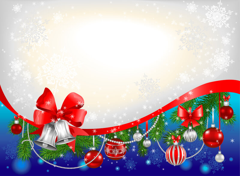 Christmas Ornaments on Pine Branches — Red