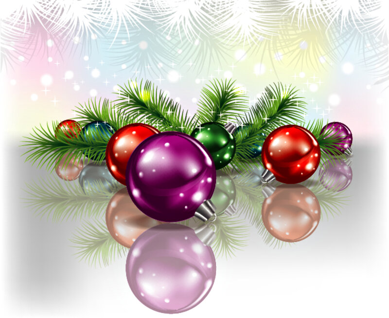 Christmas Ornaments on Pine — Purple, Festive